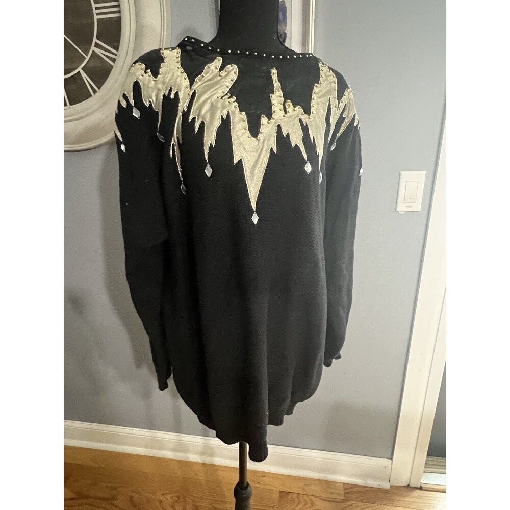 Vintage Work in Progress Sweater |  Size 26/28 Pullover Beaded | Rhinestones